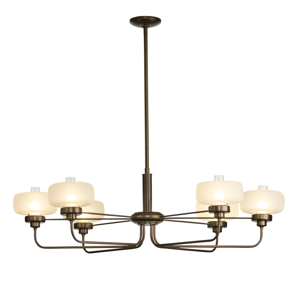 Hubbardton Forge Nola Pendant Light, 6 Bulbs, Adjustable 18.3"-60.3", Dimmable, Glass Shade, Multiple Finishes