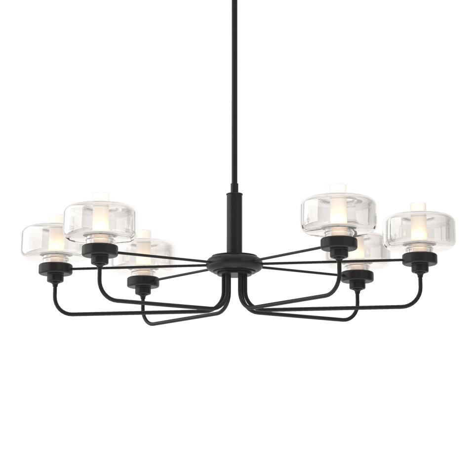 Hubbardton Forge Nola Pendant Light, 6 Bulbs, Adjustable 18.3"-60.3", Dimmable, Glass Shade, Multiple Finishes