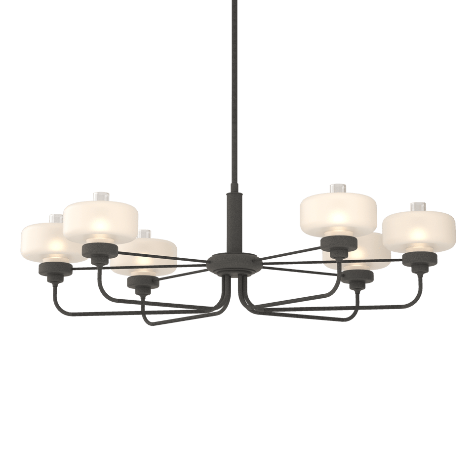 Hubbardton Forge Nola Pendant Light, 6 Bulbs, Adjustable 18.3"-60.3", Dimmable, Glass Shade, Multiple Finishes