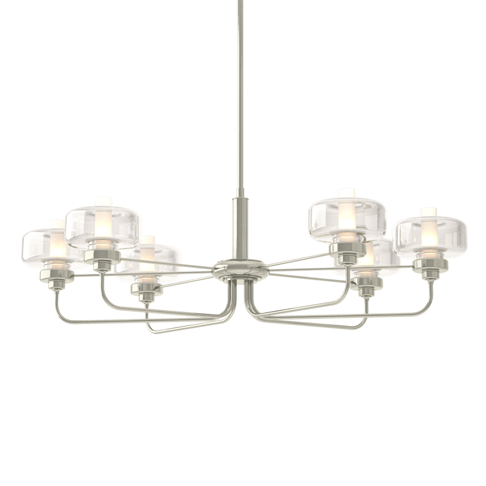 Hubbardton Forge Nola Pendant Light, 6 Bulbs, Adjustable 18.3"-60.3", Dimmable, Glass Shade, Multiple Finishes