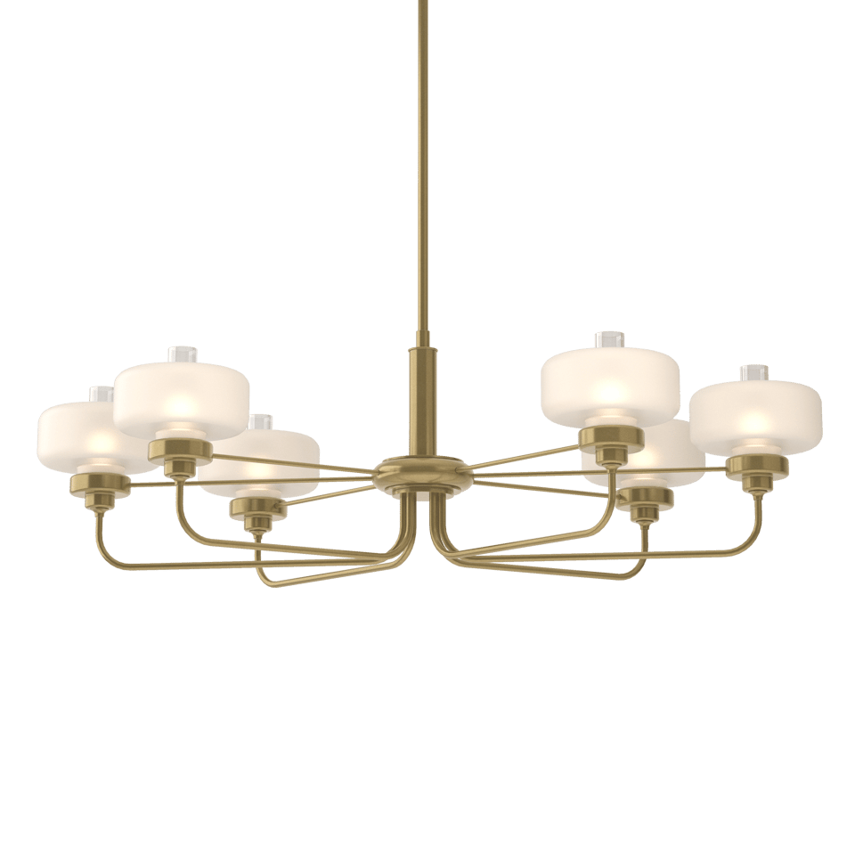 Hubbardton Forge Nola Pendant Light, 6 Bulbs, Adjustable 18.3"-60.3", Dimmable, Glass Shade, Multiple Finishes