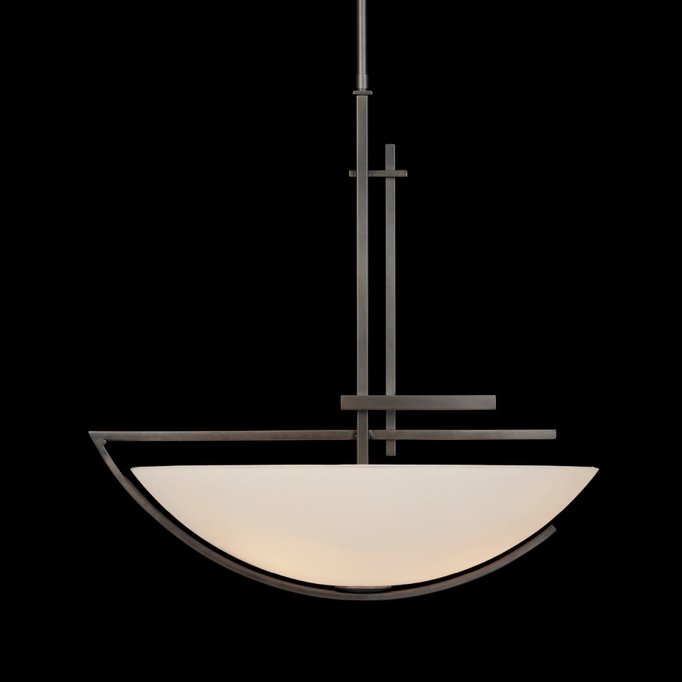 Hubbardton Forge Ondrian Pendant Light 138552 - Asymmetrical Glass Bowl, Customizable Finishes, Dimmable