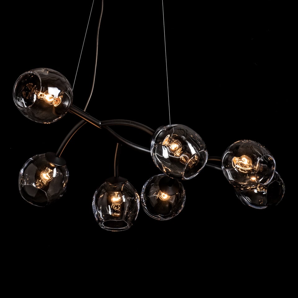 Vine Pendant Light by Hubbardton Forge, Dimmable, 7 Bulbs, Multiple Finishes, UL Damp Rated