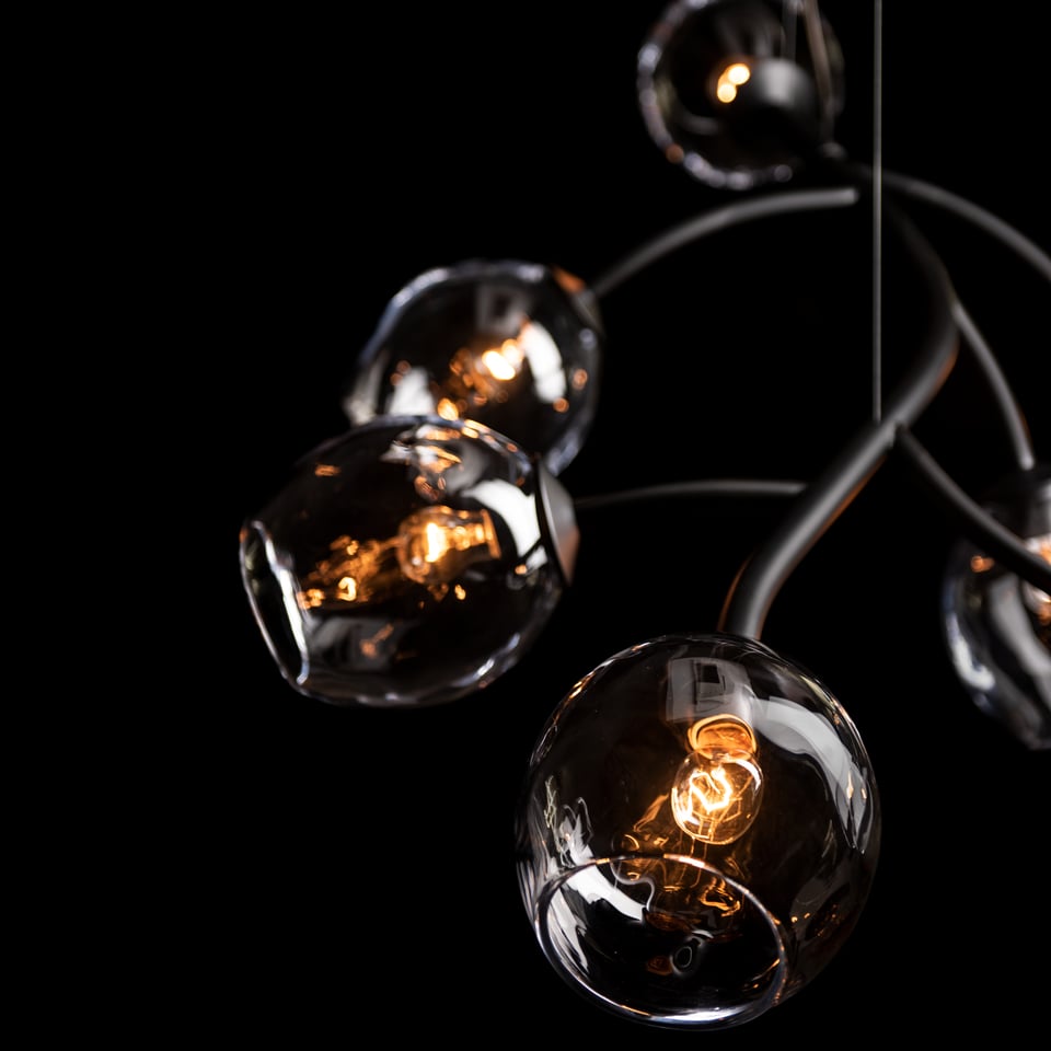 Vine Pendant Light by Hubbardton Forge, Dimmable, 7 Bulbs, Multiple Finishes, UL Damp Rated