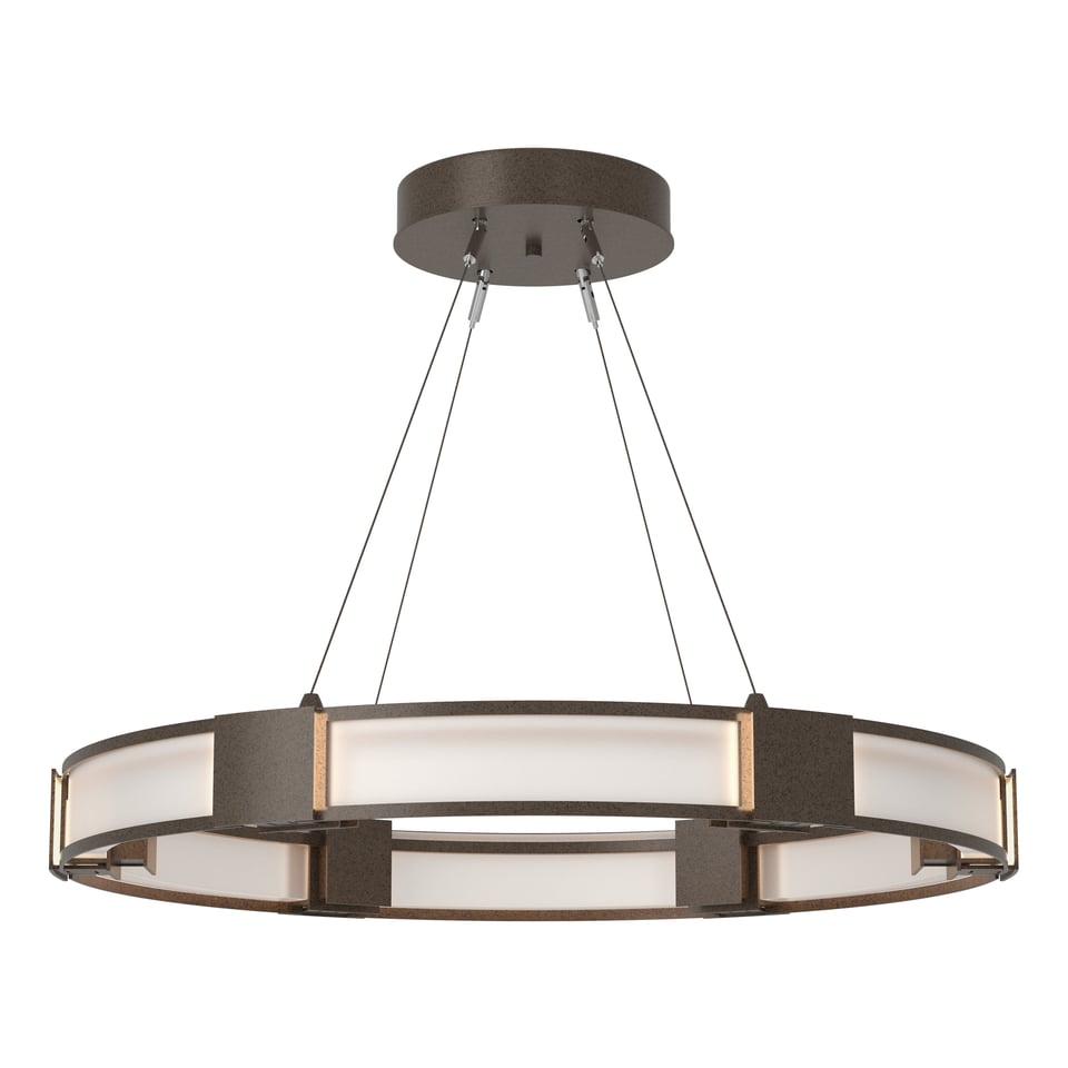 Aura Glass Pendant Light by Hubbardton Forge, 6-Light Dimmable Fixture, Customizable Finish Options