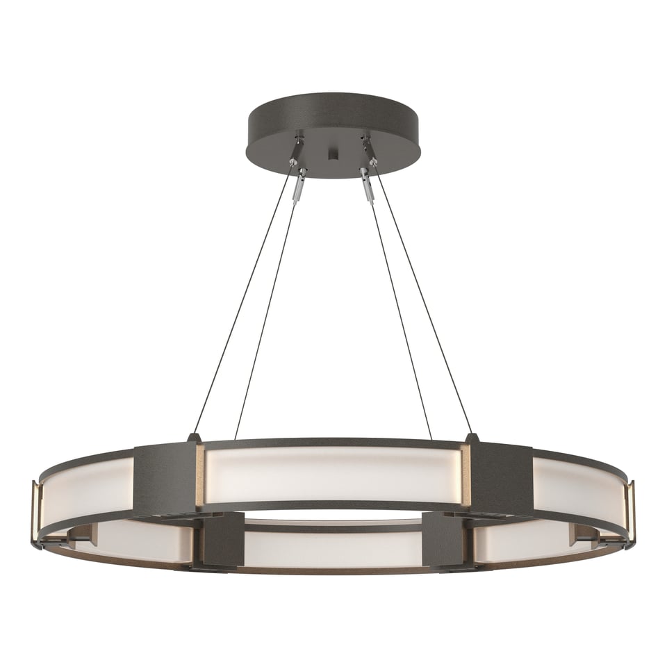 Aura Glass Pendant Light by Hubbardton Forge, 6-Light Dimmable Fixture, Customizable Finish Options