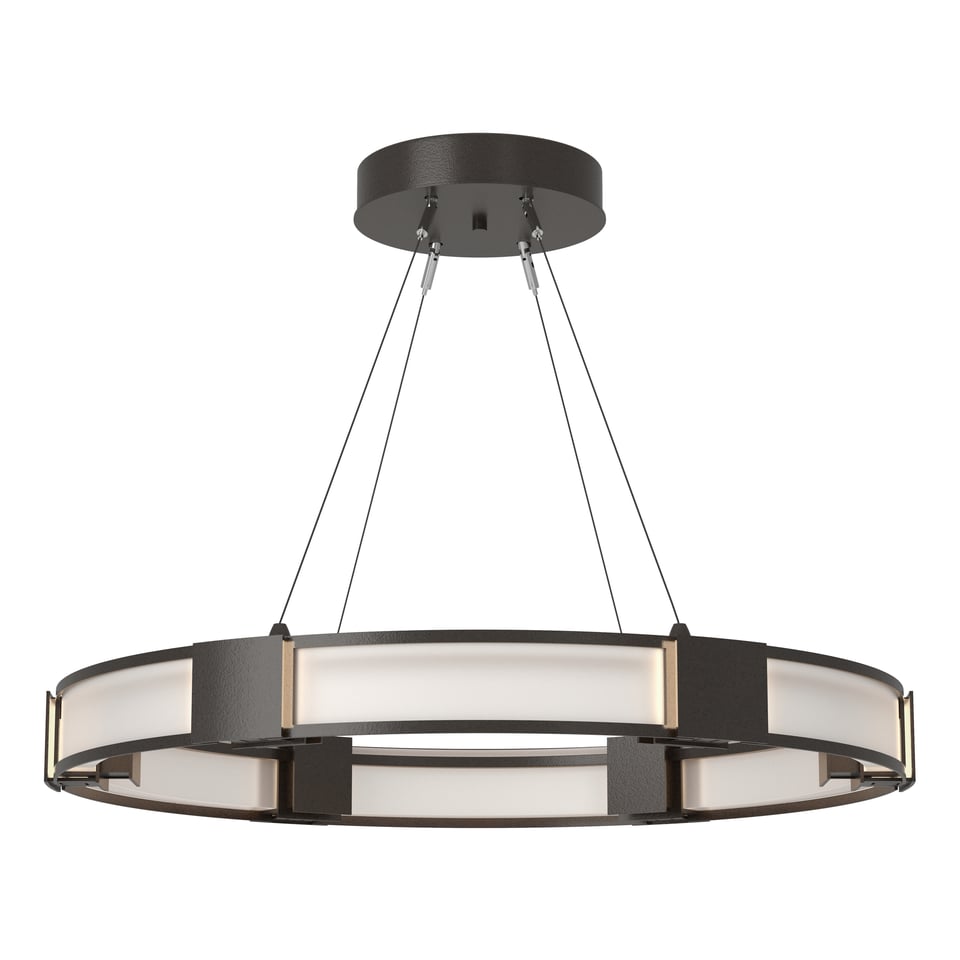 Aura Glass Pendant Light by Hubbardton Forge, 6-Light Dimmable Fixture, Customizable Finish Options