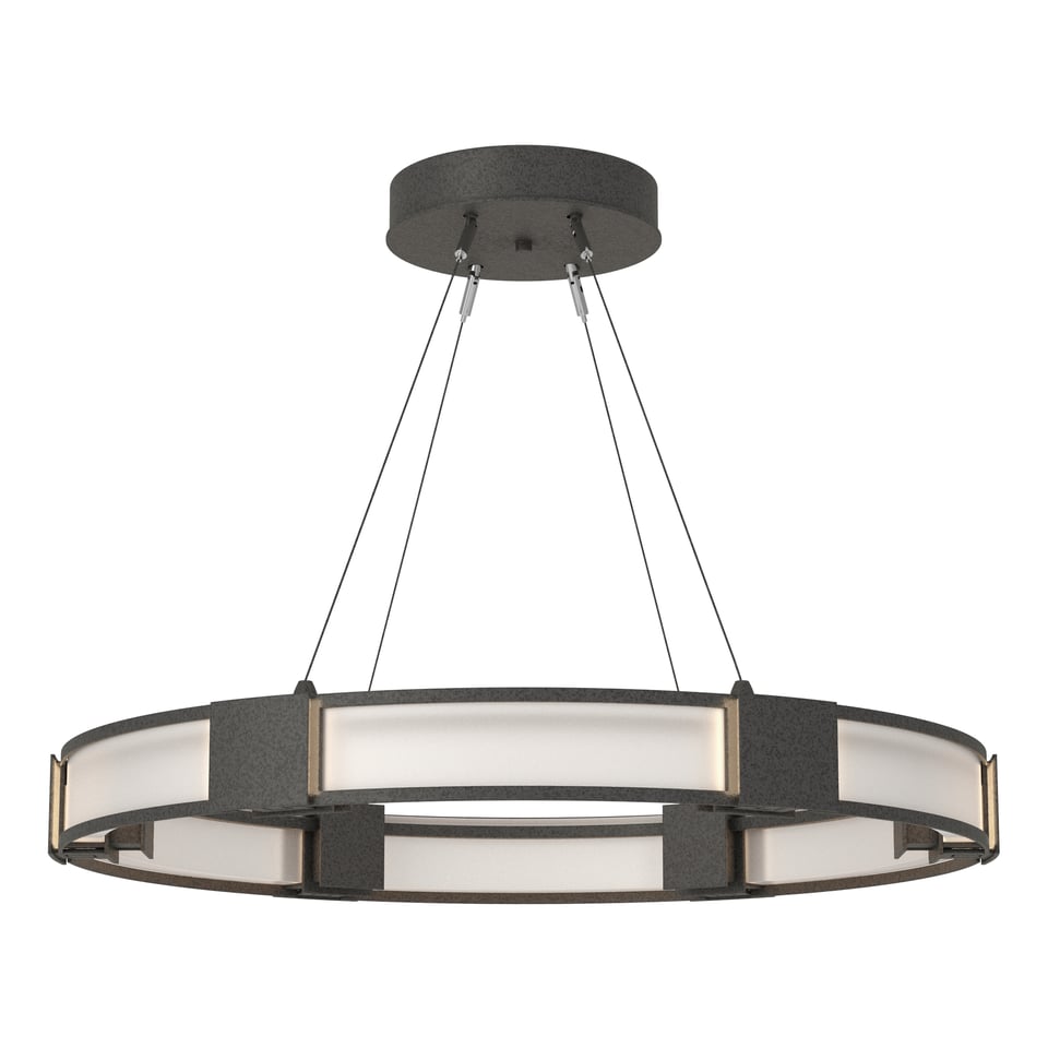 Aura Glass Pendant Light by Hubbardton Forge, 6-Light Dimmable Fixture, Customizable Finish Options