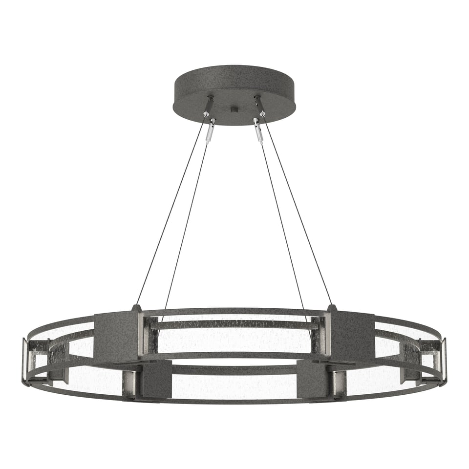 Aura Glass Pendant Light by Hubbardton Forge, 6-Light Dimmable Fixture, Customizable Finish Options