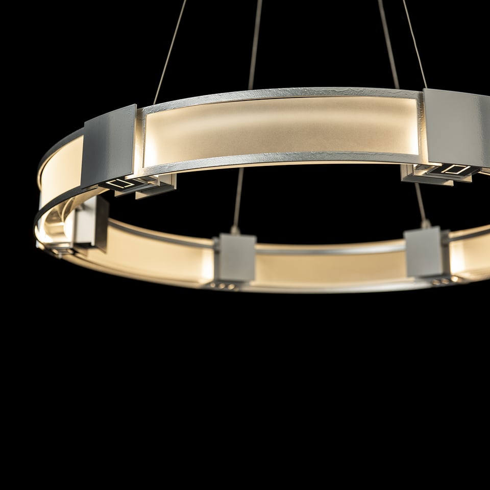 Aura Glass Pendant Light by Hubbardton Forge, 6-Light Dimmable Fixture, Customizable Finish Options