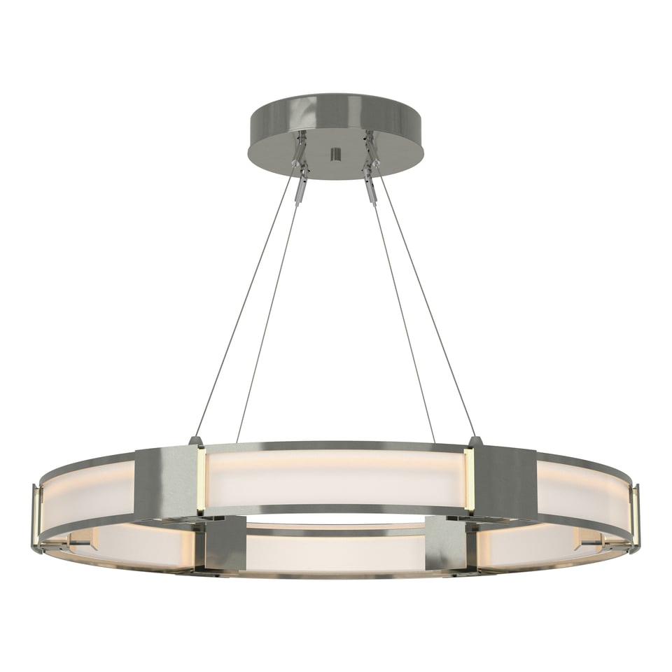 Aura Glass Pendant Light by Hubbardton Forge, 6-Light Dimmable Fixture, Customizable Finish Options