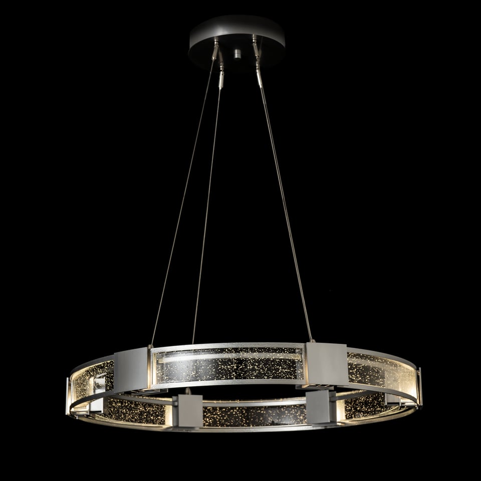 Aura Glass Pendant Light by Hubbardton Forge, 6-Light Dimmable Fixture, Customizable Finish Options