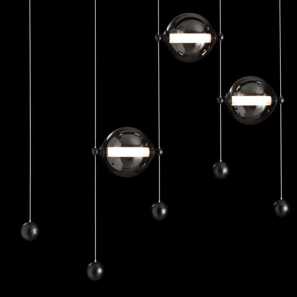 Hubbardton Forge Abacus 5-Light LED Pendant Light, Dimmable, Energy Efficient, Damp Rated