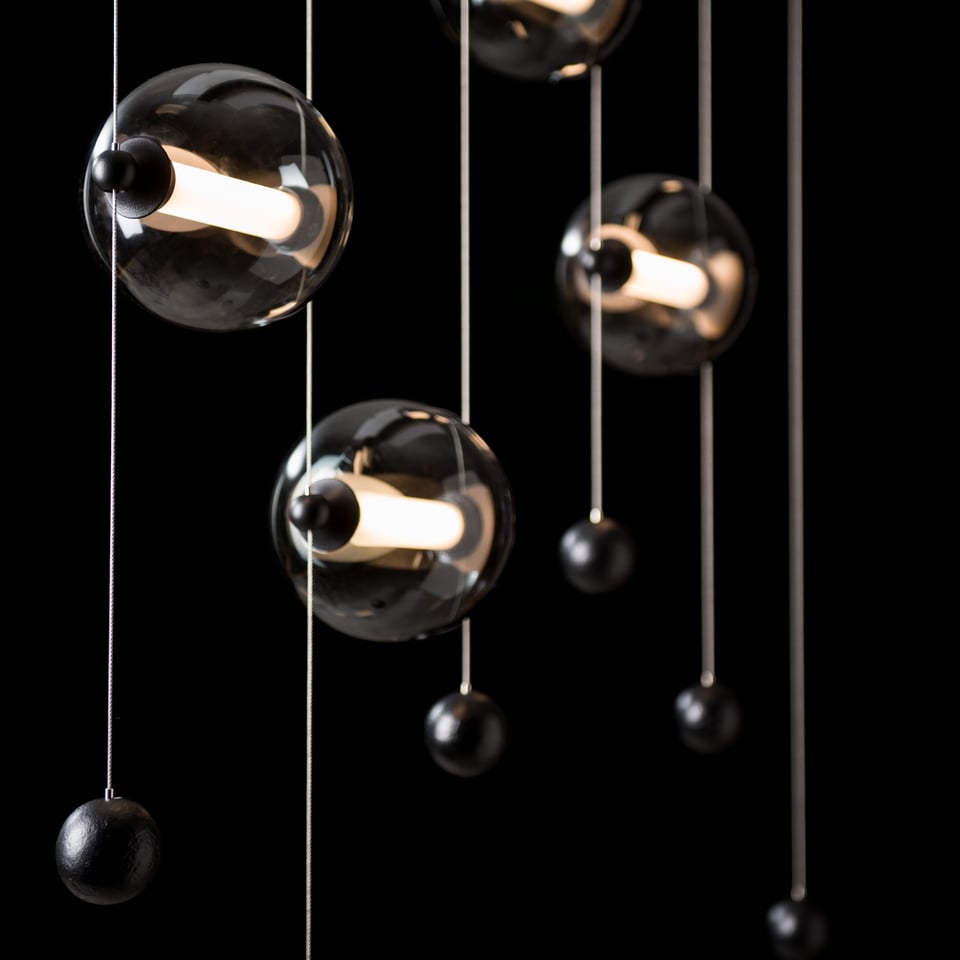 Hubbardton Forge Abacus 5-Light LED Pendant Light, Dimmable, Energy Efficient, Damp Rated