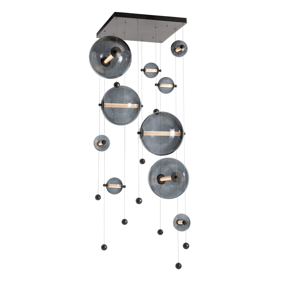 Hubbardton Forge Abacus 10-Light Square LED Pendant Light, Dimmable, Energy Efficient, Adjustable Height