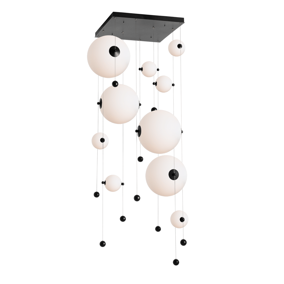 Hubbardton Forge Abacus 10-Light Square LED Pendant Light, Dimmable, Energy Efficient, Adjustable Height