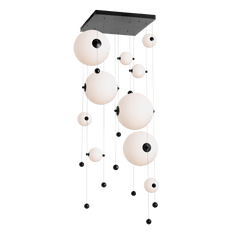 Hubbardton Forge Abacus 10-Light Square LED Pendant Light, Dimmable, Energy Efficient, Adjustable Height