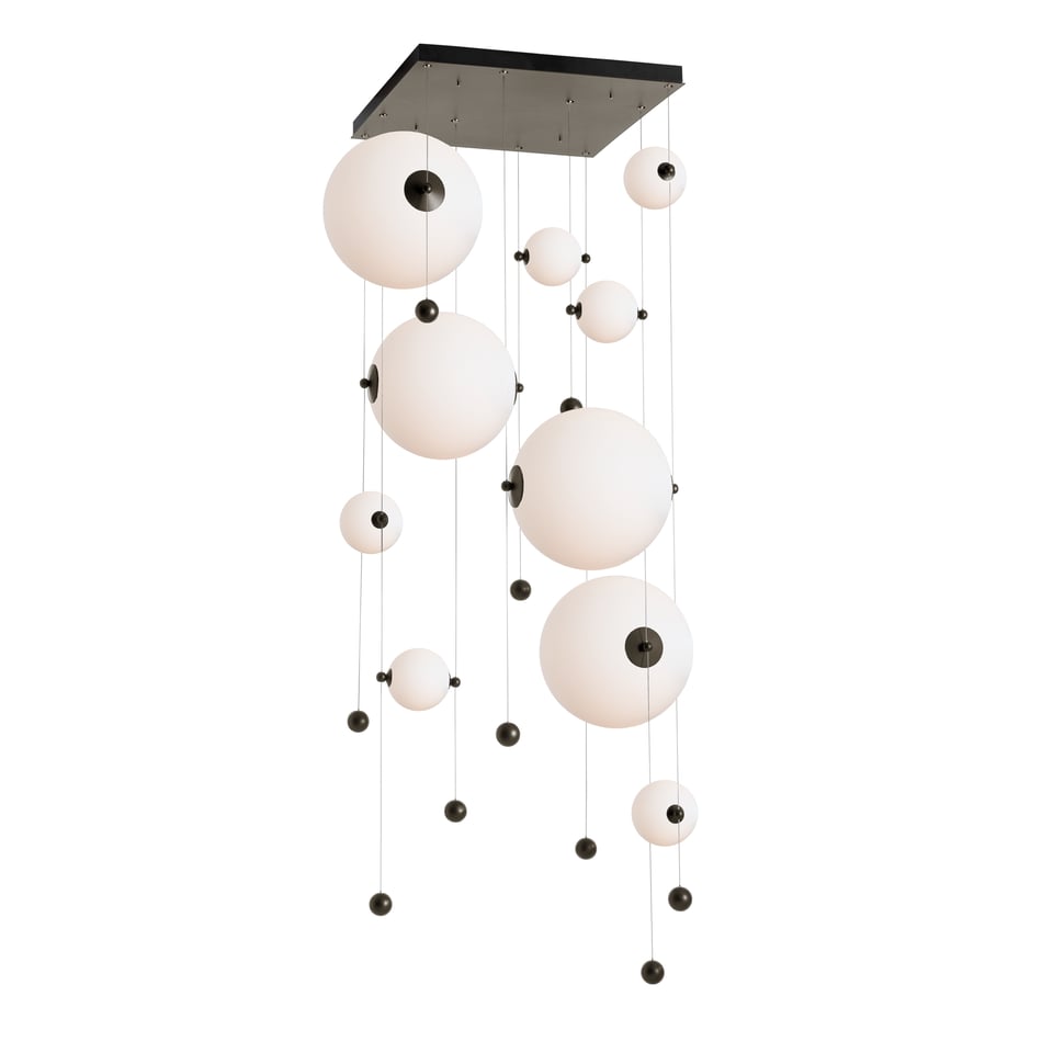 Hubbardton Forge Abacus 10-Light Square LED Pendant Light, Dimmable, Energy Efficient, Adjustable Height