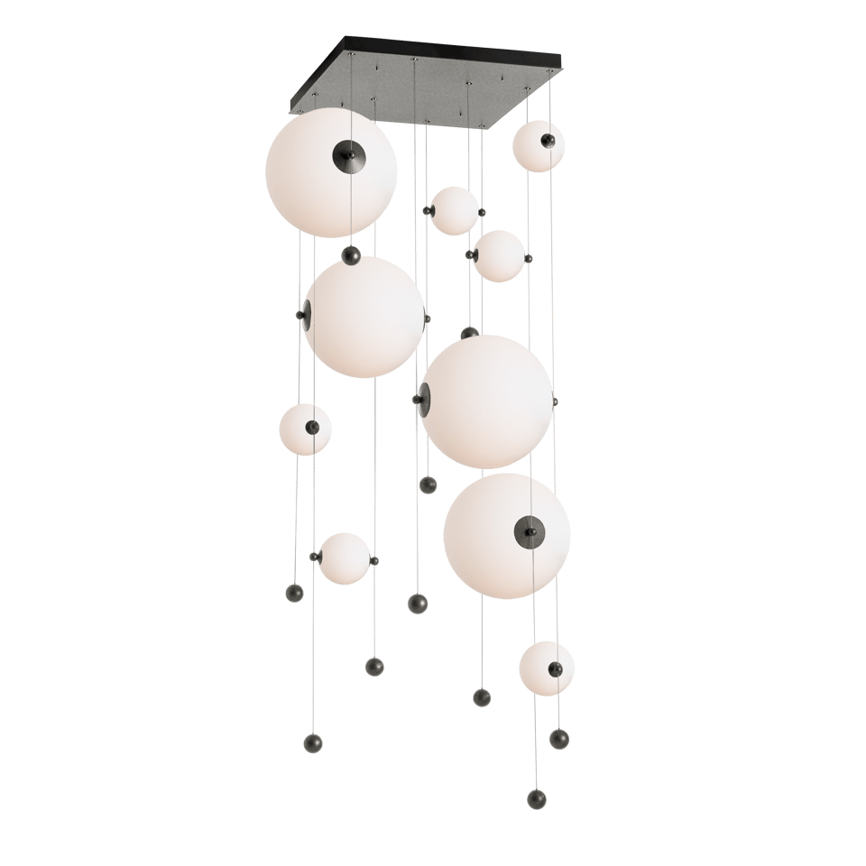 Hubbardton Forge Abacus 10-Light Square LED Pendant Light, Dimmable, Energy Efficient, Adjustable Height