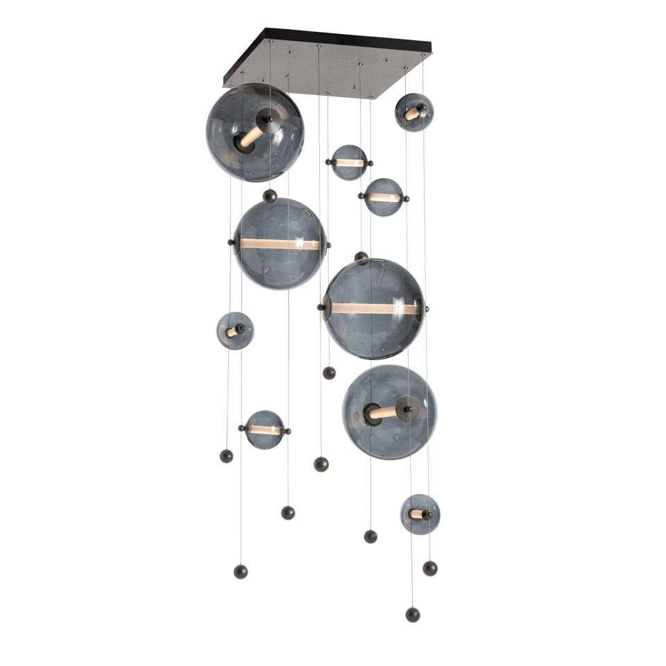 Hubbardton Forge Abacus 10-Light Square LED Pendant Light, Dimmable, Energy Efficient, Adjustable Height