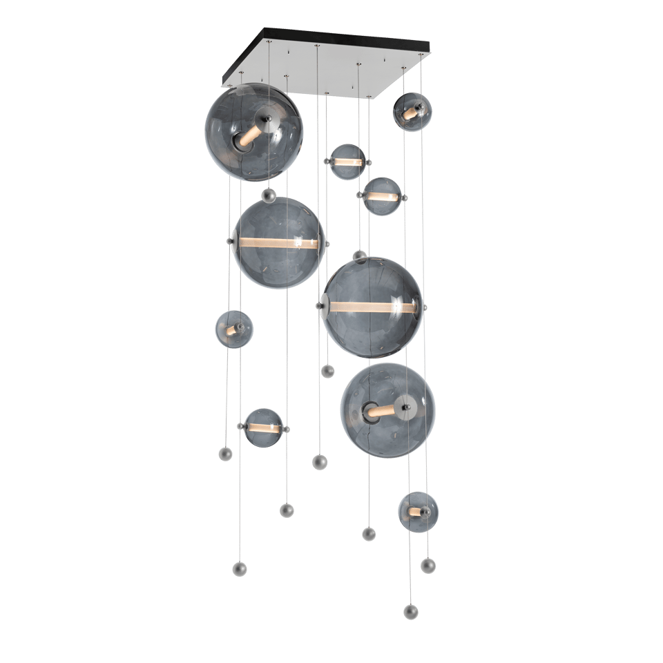 Hubbardton Forge Abacus 10-Light Square LED Pendant Light, Dimmable, Energy Efficient, Adjustable Height