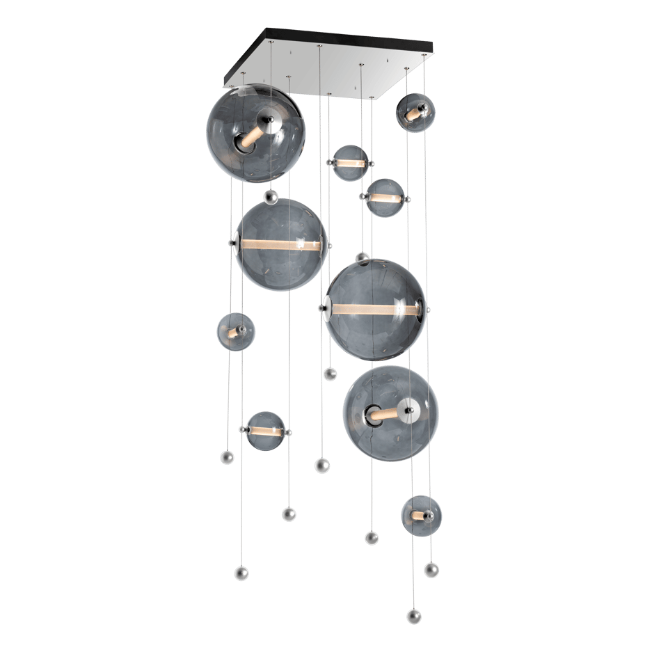 Hubbardton Forge Abacus 10-Light Square LED Pendant Light, Dimmable, Energy Efficient, Adjustable Height