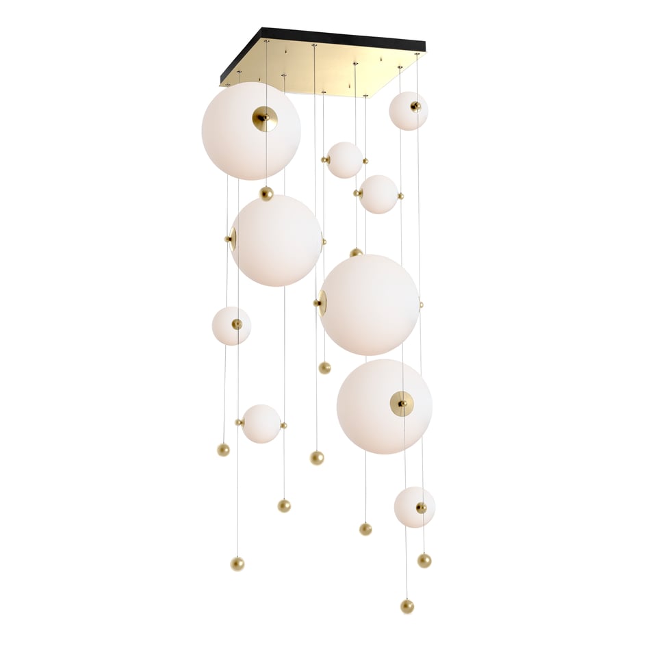 Hubbardton Forge Abacus 10-Light Square LED Pendant Light, Dimmable, Energy Efficient, Adjustable Height