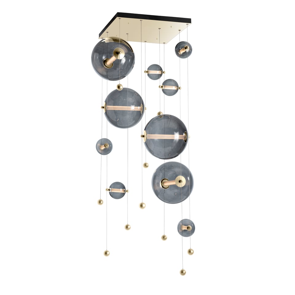 Hubbardton Forge Abacus 10-Light Square LED Pendant Light, Dimmable, Energy Efficient, Adjustable Height