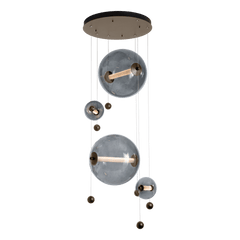 Hubbardton Forge Abacus 4-Light Round LED Pendant Light - Customizable Finishes, Dimmable, Energy Efficient