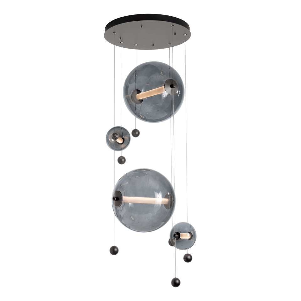 Hubbardton Forge Abacus 4-Light Round LED Pendant Light - Customizable Finishes, Dimmable, Energy Efficient