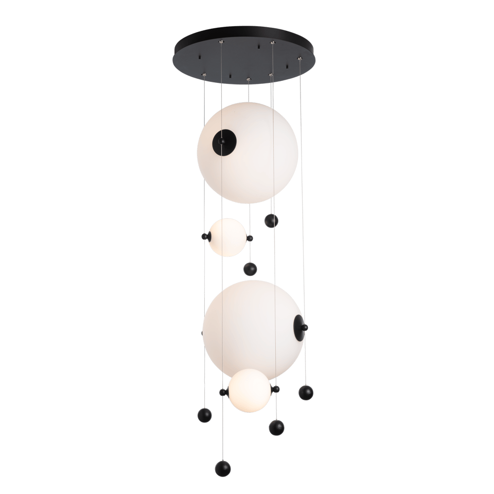 Hubbardton Forge Abacus 4-Light Round LED Pendant Light - Customizable Finishes, Dimmable, Energy Efficient