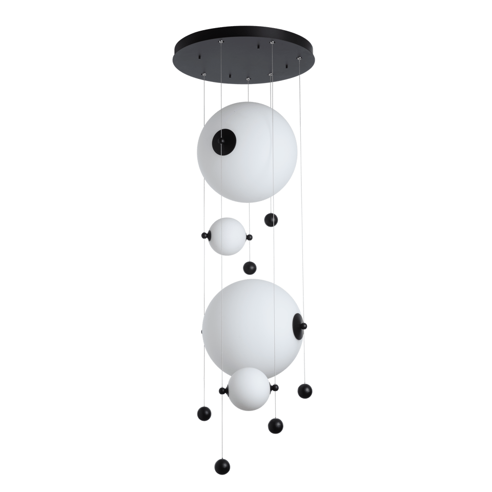 Hubbardton Forge Abacus 4-Light Round LED Pendant Light - Customizable Finishes, Dimmable, Energy Efficient