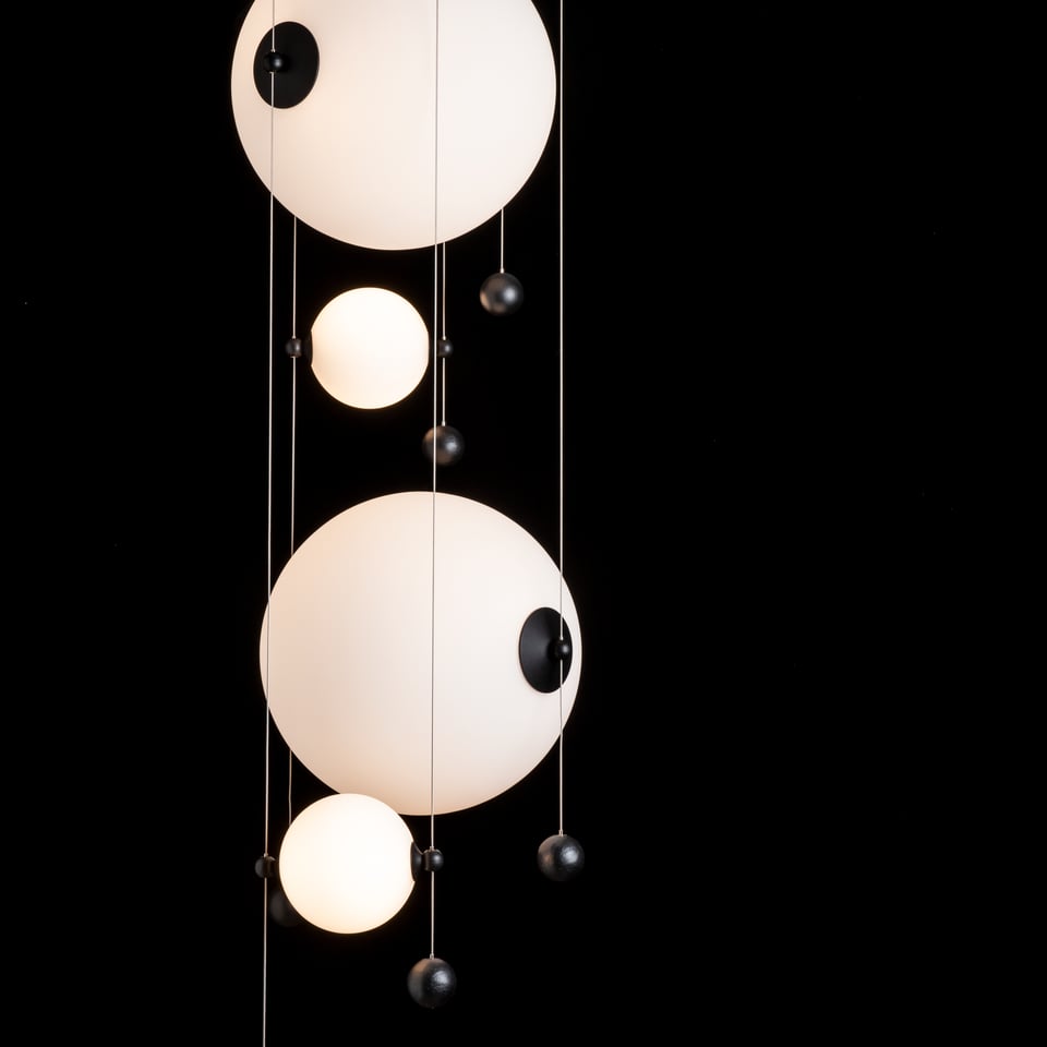 Hubbardton Forge Abacus 4-Light Round LED Pendant Light - Customizable Finishes, Dimmable, Energy Efficient