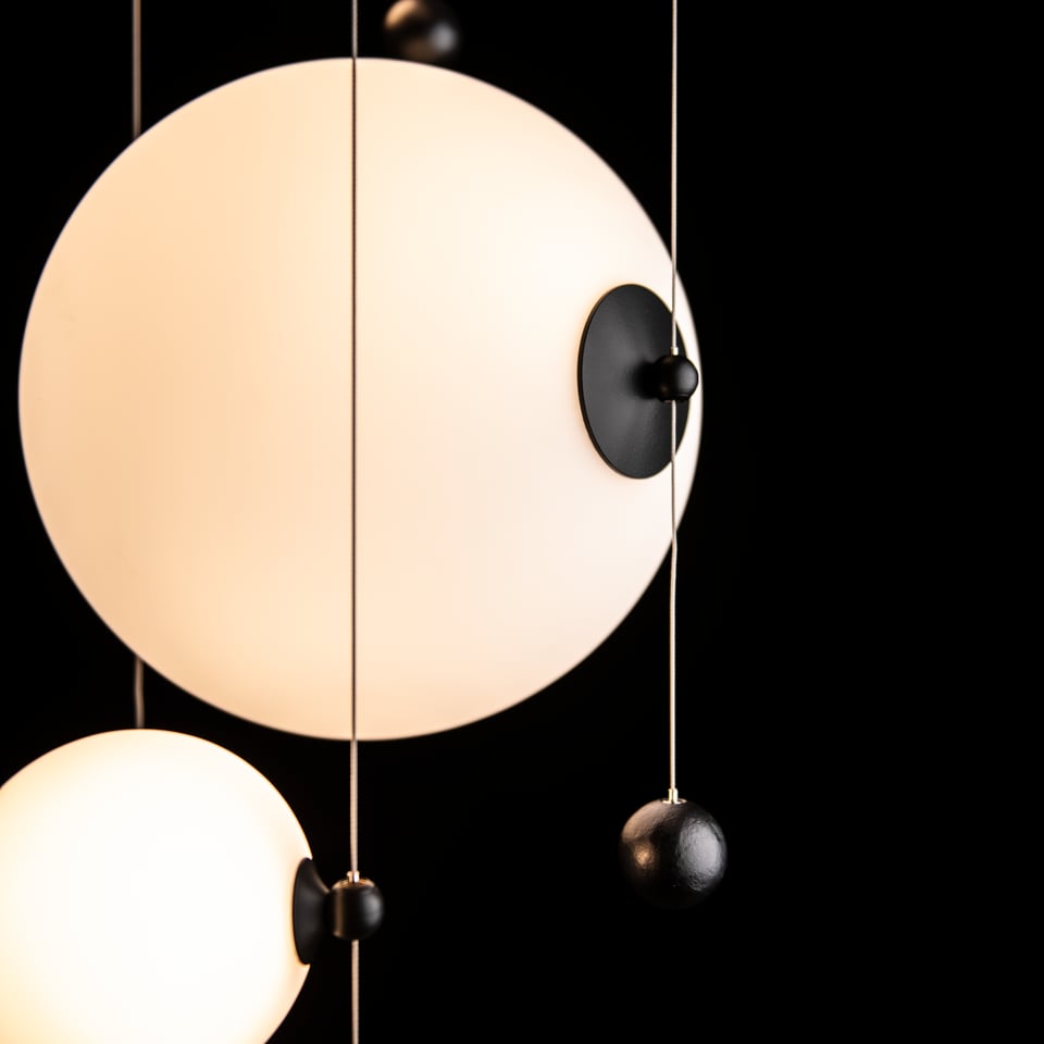 Hubbardton Forge Abacus 4-Light Round LED Pendant Light - Customizable Finishes, Dimmable, Energy Efficient