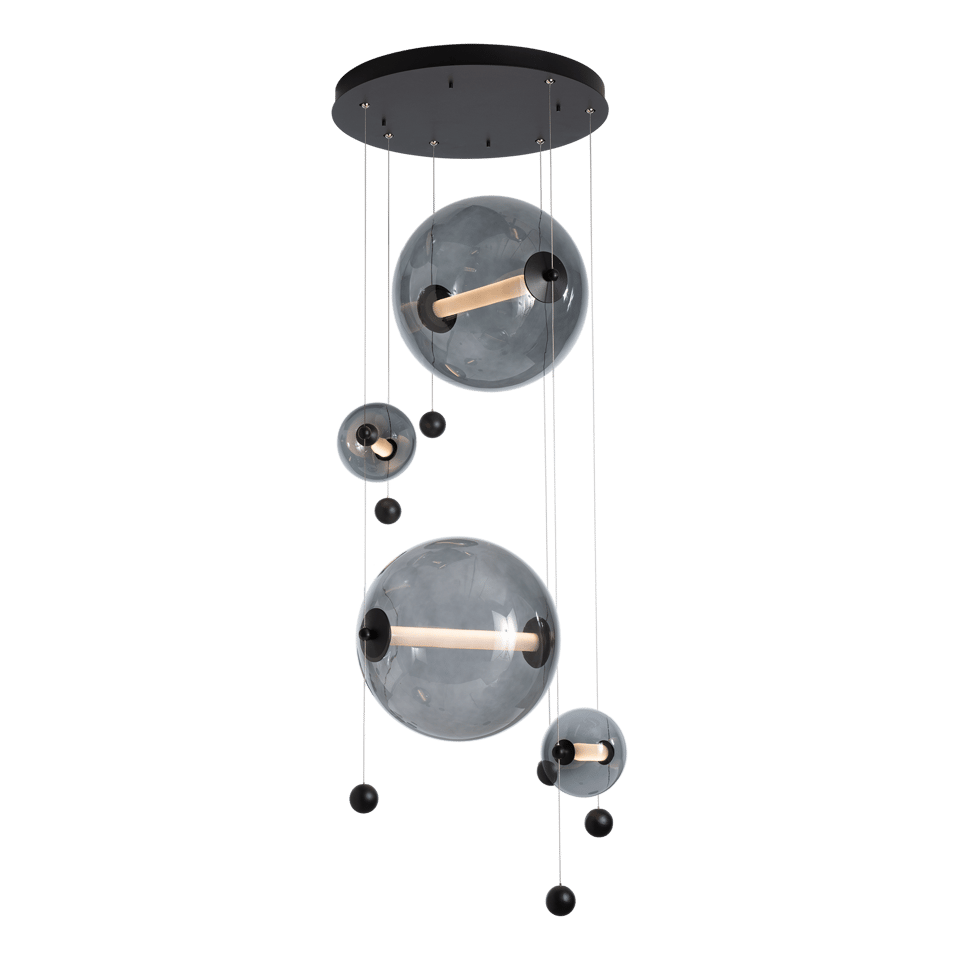 Hubbardton Forge Abacus 4-Light Round LED Pendant Light - Customizable Finishes, Dimmable, Energy Efficient