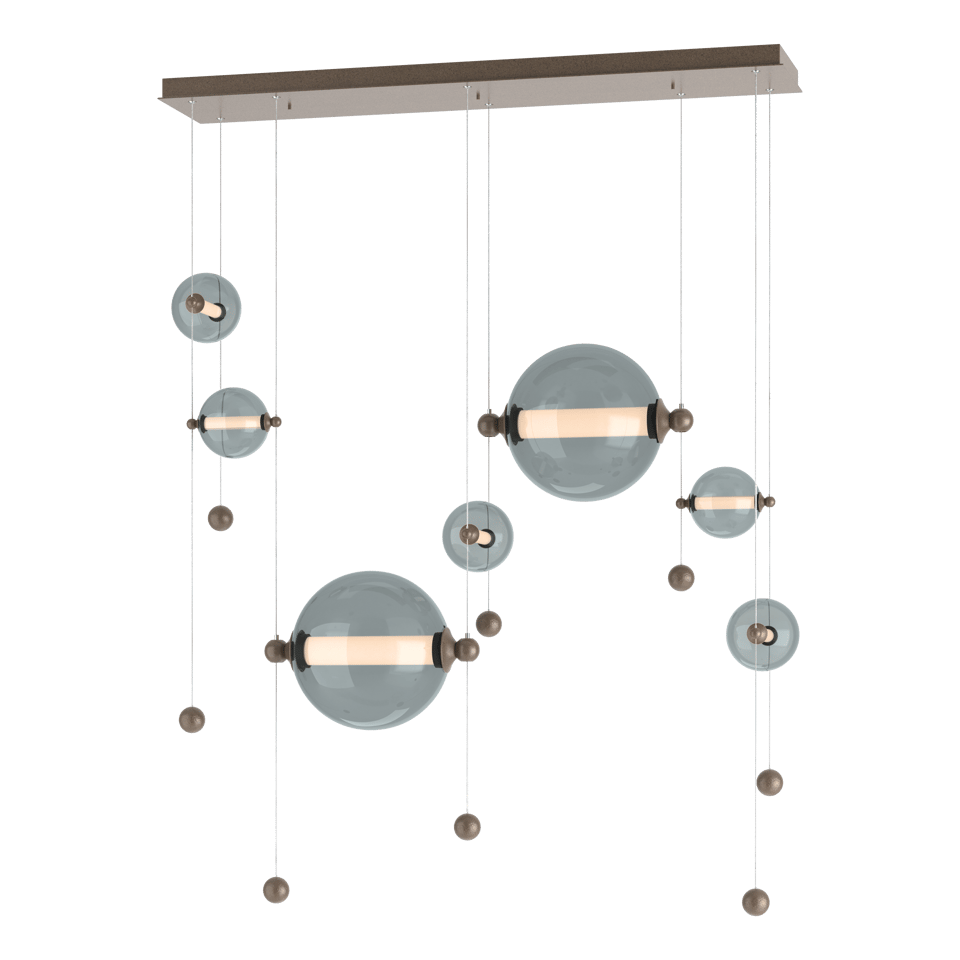 Hubbardton Forge Abacus 7-Light Double Linear LED Pendant, Adjustable Height, Energy Efficient