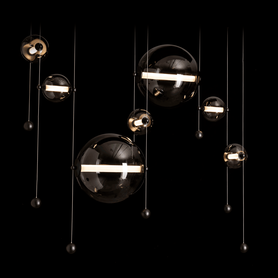 Hubbardton Forge Abacus 7-Light Double Linear LED Pendant, Adjustable Height, Energy Efficient