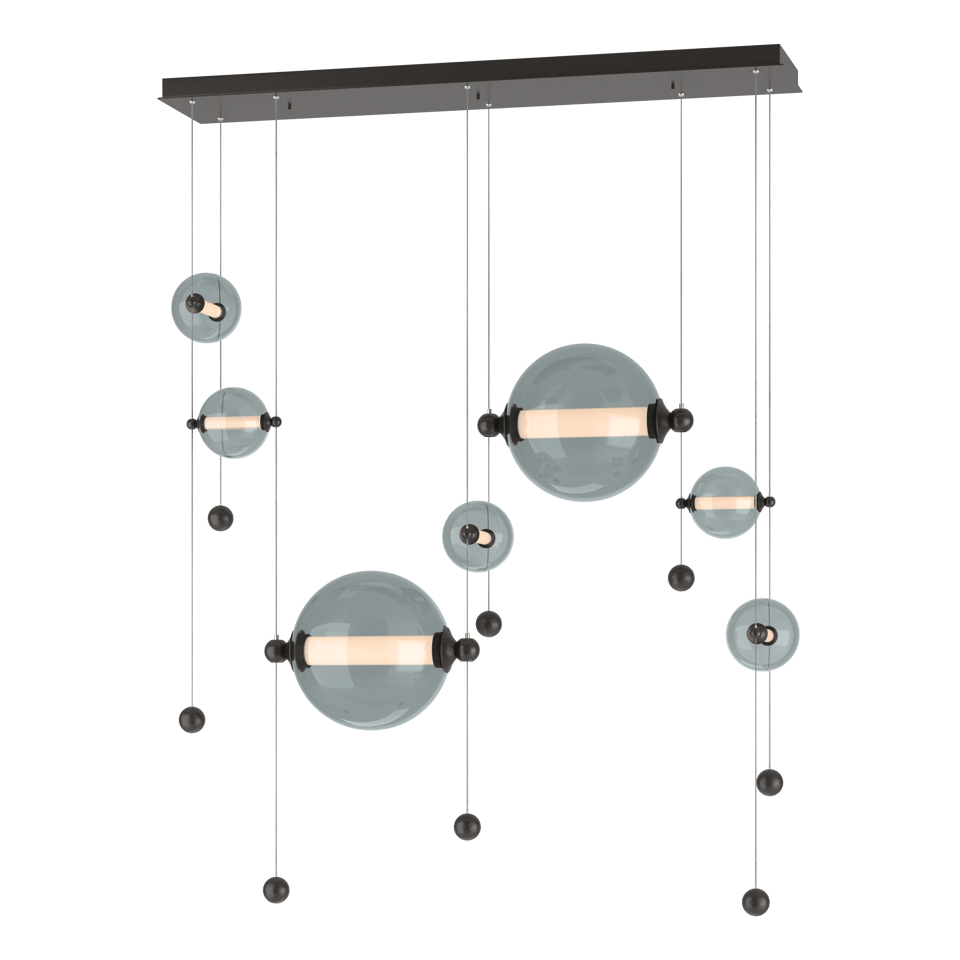 Hubbardton Forge Abacus 7-Light Double Linear LED Pendant, Adjustable Height, Energy Efficient