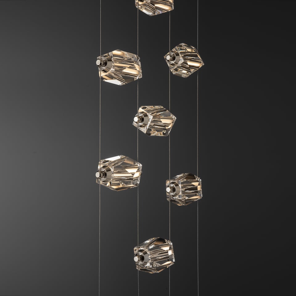 Hubbardton Forge Gatsby 9-Light LED Pendant Fixture with Adjustable Height and Energy Efficiency