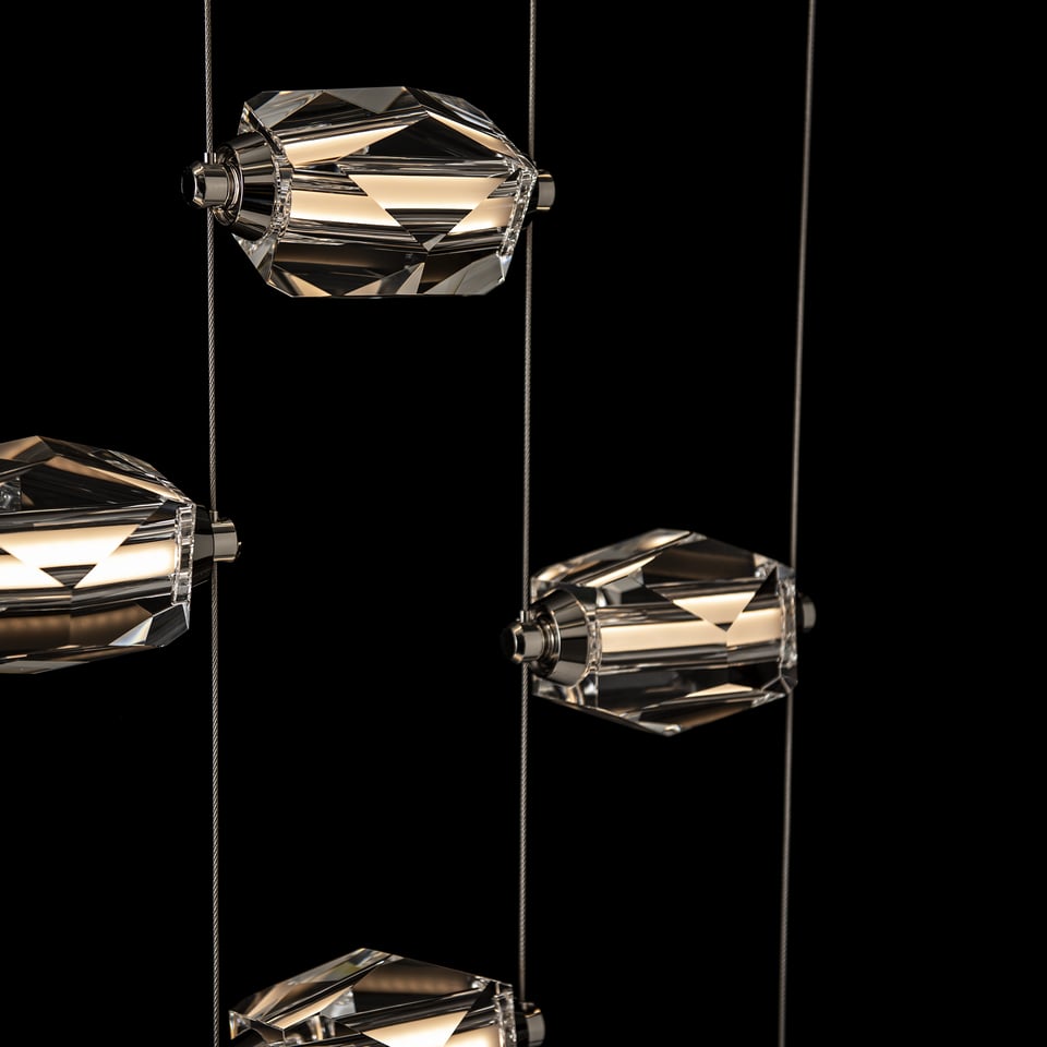 Hubbardton Forge Gatsby 9-Light LED Pendant Fixture with Adjustable Height and Energy Efficiency