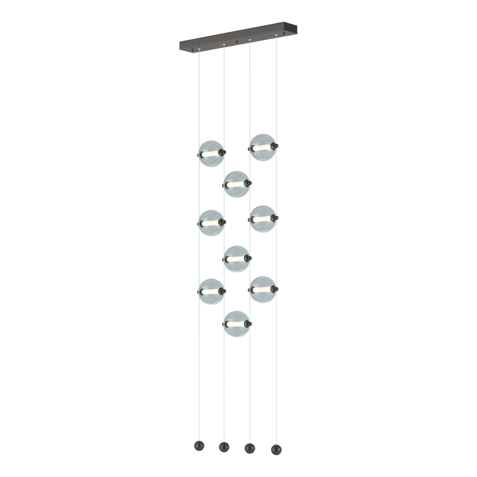 Hubbardton Forge Abacus 9-Light LED Pendant, Customizable Blown Glass Globes, Dimmable, UL Damp Rated