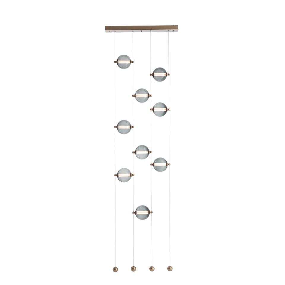 Hubbardton Forge Abacus 9-Light LED Pendant, Customizable Blown Glass Globes, Dimmable, UL Damp Rated