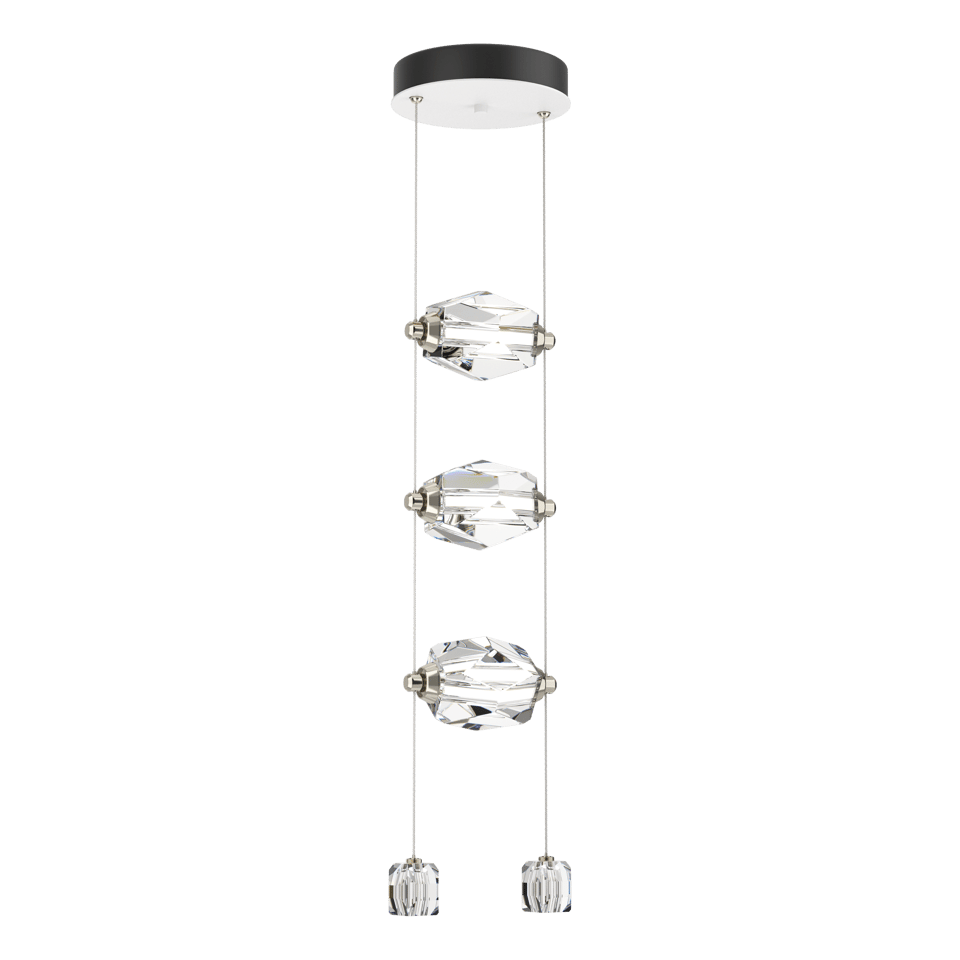 Hubbardton Forge Gatsby 3-Light LED Pendant with Crystal Shade, Dimmable, 3000K Warm Glow, Adjustable Height