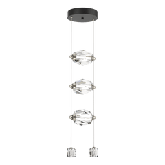 Hubbardton Forge Gatsby 3-Light LED Pendant with Crystal Shade, Dimmable, 3000K Warm Glow, Adjustable Height