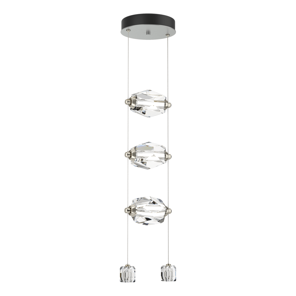 Hubbardton Forge Gatsby 3-Light LED Pendant with Crystal Shade, Dimmable, 3000K Warm Glow, Adjustable Height