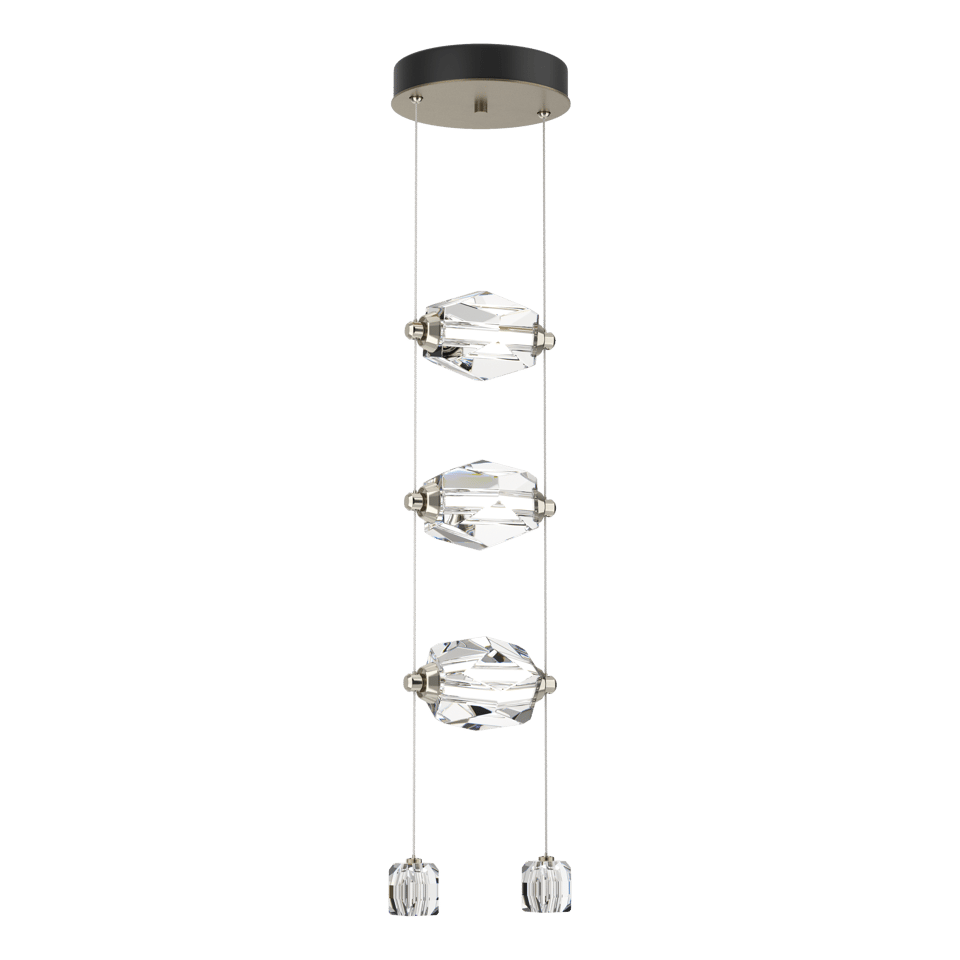 Hubbardton Forge Gatsby 3-Light LED Pendant with Crystal Shade, Dimmable, 3000K Warm Glow, Adjustable Height