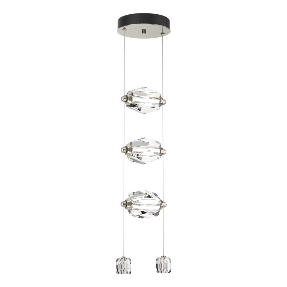 Hubbardton Forge Gatsby 3-Light LED Pendant with Crystal Shade, Dimmable, 3000K Warm Glow, Adjustable Height