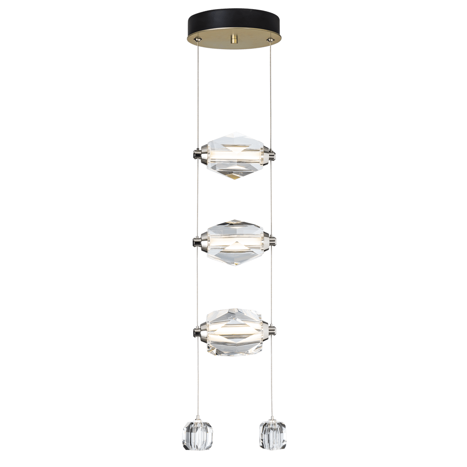 Hubbardton Forge Gatsby 3-Light LED Pendant with Crystal Shade, Dimmable, 3000K Warm Glow, Adjustable Height