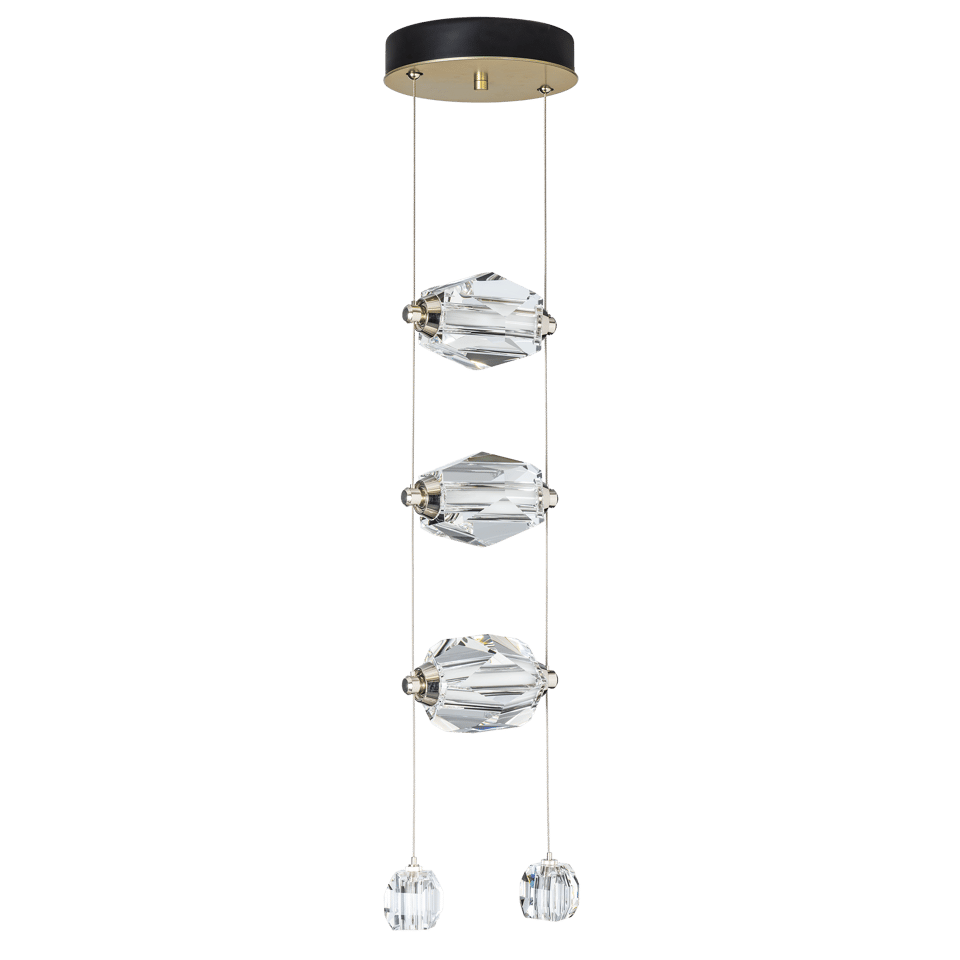 Hubbardton Forge Gatsby 3-Light LED Pendant with Crystal Shade, Dimmable, 3000K Warm Glow, Adjustable Height