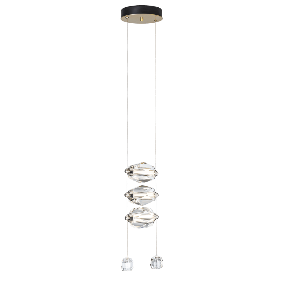 Hubbardton Forge Gatsby 3-Light LED Pendant with Crystal Shade, Dimmable, 3000K Warm Glow, Adjustable Height